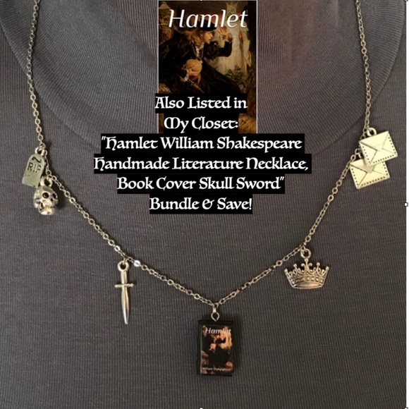 Ophelia's Flowers Handmade Silver Charm Necklace, Hamlet by William Shakespeare - Picture 16 of 16